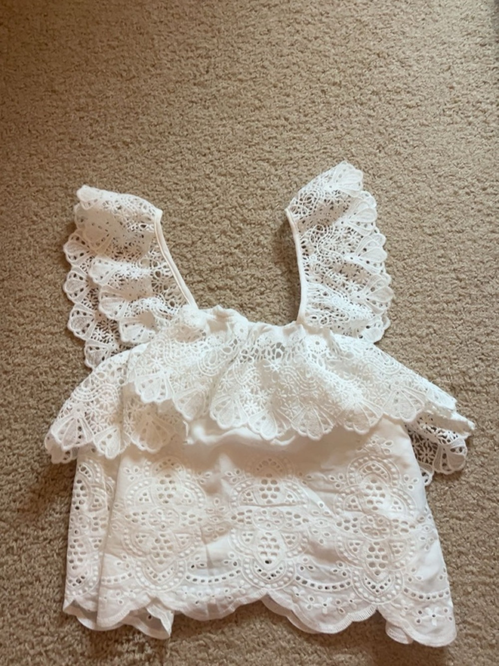 SHEIN White Eyelet Lace Ruffle Camisole